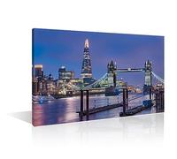 UK City Skyline at Sunset Wall Art Canvas Print 1 Pieces London Tower Bridge Wall Decor for Bedroom Print on Canvas Giclee Wooden Framed Gallery-Wrapped Ready to Hang (24" Wx36 H)