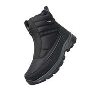 UK Clearance Men's Snow Boots Winter Shoes Waterproof Warm Fleece Fur Lined Ankle Boots Zip Up Non Slip Yard Boots for Outdoor Walking Athletic Size 8.5 Black