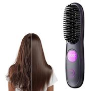 UK Cordless Hair Straightener Brush, Portable Rechargeable Styling Brush - with Led Display, 3 Adjustable Heat Modes, Hair-Friendly & Long-Lasting Design, for Daily (Black)