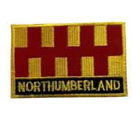 UK County Flag Patch All Counties Embroidered 9.5 x 6 cm Iron-On or Sew-On Badge Applique British Emblem for Jacket Backpack Clothes DIY Crafts (Northumberland)