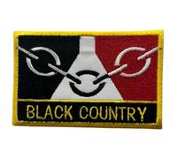 UK County Flag Patch All Counties Embroidered 9.5 x 6 cm Iron-On or Sew-On Badge Applique British Emblem for Jacket Backpack Clothes DIY Crafts (Black Country)