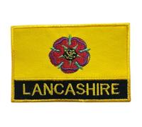 UK County Flag Patch All Counties Embroidered 9.5 x 6 cm Iron-On or Sew-On Badge Applique British Emblem for Jacket Backpack Clothes DIY Crafts (Lancashire)