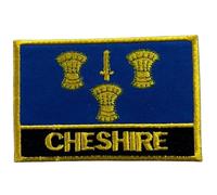UK County Flag Patch All Counties Embroidered 9.5 x 6 cm Iron-On or Sew-On Badge Applique British Emblem for Jacket Backpack Clothes DIY Crafts (Cheshire)