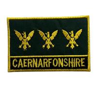 UK County Flag Patch All Counties Embroidered 9.5 x 6 cm Iron-On or Sew-On Badge Applique British Emblem for Jacket Backpack Clothes DIY Crafts (Caernarfonshire)