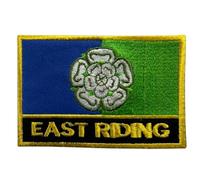 UK County Flag Patch All Counties Embroidered 9.5 x 6 cm Iron-On or Sew-On Badge Applique British Emblem for Jacket Backpack Clothes DIY Crafts (East Riding)
