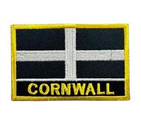 UK County Flag Patch All Counties Embroidered 9.5 x 6 cm Iron-On or Sew-On Badge Applique British Emblem for Jacket Backpack Clothes DIY Crafts (Cornwall)