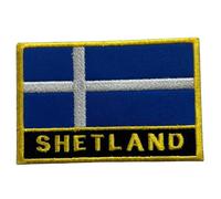 UK County Flag Patch All Counties Embroidered 9.5 x 6 cm Iron-On or Sew-On Badge Applique British Emblem for Jacket Backpack Clothes DIY Crafts (Shetland)