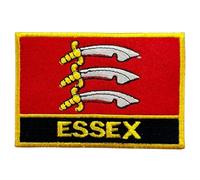 UK County Flag Patch All Counties Embroidered 9.5 x 6 cm Iron-On or Sew-On Badge Applique British Emblem for Jacket Backpack Clothes DIY Crafts (Essex)