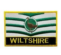 UK County Flag Patch All Counties Embroidered 9.5 x 6 cm Iron-On or Sew-On Badge Applique British Emblem for Jacket Backpack Clothes DIY Crafts (Wiltshire)