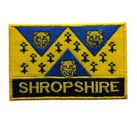 UK County Flag Patch All Counties Embroidered 9.5 x 6 cm Iron-On or Sew-On Badge Applique British Emblem for Jacket Backpack Clothes DIY Crafts (Shropshire)