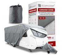 UK Custom Covers Caravan Cover - Breathable Camper Winter Cover with Matching Caravan Hitch Cover for All-Weather Outdoor Protection (Size 12-14ft, Grey)