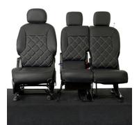 Uk Custom Covers Citroen Berlingo 2008-2018 Black Front Leatherette Seat Covers - Double Diamond Bentley Stitch