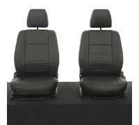 UK Custom Covers Compatible With Land Rover Defender 90 (1987-2006) Tailored Leatherette Front Seat Covers Block Stitch Leatherette (Black) -SC1159BAD2