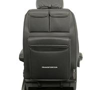 UK Custom Covers Compatible with VW Transporter T6/T6.1 Caravelle (2015 Onwards) Seat Storage Organiser Leatherette Black with 'Transporter' Embroidery - SS868AD8