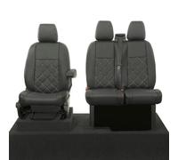 Uk Custom Covers Double Diamond Bentley Stitch Leatherette Front Seat Covers - To Fit Ford Transit Custom Trend 2013-2023