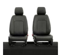 Uk Custom Covers Ford Ranger 2012-2023 Black Front Leatherette Seat Covers - Ivory Block Stitch