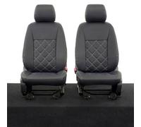 Uk Custom Covers Ford Ranger Wildtrak 2016-2023 Black Front Leatherette Seat Covers - Ivory Double Diamond Bentley Stitch
