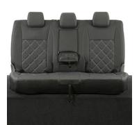 Uk Custom Covers Ford Ranger Wildtrak 2016-2023 Black Rear Leatherette Seat Covers - Ivory Double Diamond Bentley Stitch