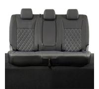 Uk Custom Covers Ford Ranger Wildtrak 2016-2023 Black Rear Leatherette Seat Covers - Ivory Single Diamond Bentley Stitch