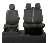 Uk Custom Covers Ford Transit Custom 2013-2023 Black Front Seat Covers - 3 Seats, Armrests, No Pulldown Tray, Underseat Storage