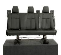 Uk Custom Covers Ford Transit Custom 2013-2023 Black Rear Leatherette Seat Covers - Ivory Double Block Stitch