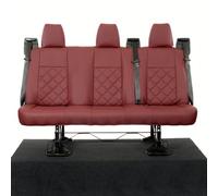 Uk Custom Covers Ford Transit Custom 2013-2023 Red Rear Leatherette Seat Covers - Double Diamond Bentley Stitch