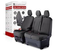 UK Custom Covers Ford Transit Custom Seat Covers - Front Van Seat Covers with Waterproof Protection, Dog Seat Cover, Heavy Duty Material to Fit 2023 On (Black, Front S/D with Pull Down Tray)