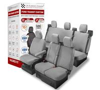 UK Custom Covers Ford Transit Custom Seat Covers - Waterproof Van Seat Covers for Active, Leader, Limited, Sport/M-Sport, Trend, Trail, PHEV, DCIV and RS Front & Rear 2013-2023 (Grey, Plain)