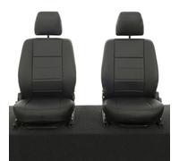 Uk Custom Covers Land Rover Defender 90/110 1987-2006 Black Front Leatherette Seat Covers - Ivory Block Stitch