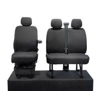 Uk Custom Covers Renault Master 2010-2024 Black Front Seat Covers - 3 Seats, No Folding Middle Seat, No Underseat Storage