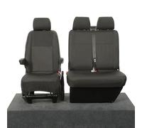 UK Custom Covers SC103BAD14 Tailored Heavy Duty Waterproof Front Seat Covers (Single/Double WITH Armrests) Black - To Fit VW Transporter T6/T6.1 Caravelle 2015 Onwards