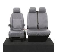 UK Custom Covers SC103G Tailored Heavy Duty Waterproof Front Seat Covers (Single/Double WITH Armrests) Grey - To Fit VW Transporter (Inc. Tipper) T5/T5.1 2003-2015