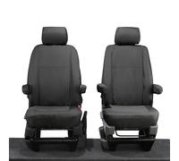 UK Custom Covers SC104BAD10 Tailored Heavy Duty Waterproof Front Seat Covers (Single/SIngle WITH Armrests) Black - To Fit VW Transporter T6/T6.1 Kombi 2015 Onwards