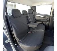 UK Custom Covers SC130B-EM Tailored Heavy Duty Waterproof Rear Seat Covers (WITH Central Armrest) Black - INCLUDES EMBROIDERY - To Fit Isuzu D Max 2012-2021