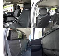 UK Custom Covers SC137B-SC138B-EM Tailored Heavy Duty Waterproof Front & Rear Seat Covers Black - INCLUDES EMBROIDERY - To Fit Nissan Navara D40 2005-2016