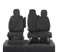 UK Custom Covers SC147B Tailored Heavy Duty Waterproof Front Seat Covers (WITH Folding Middle Seat) Black - To Fit Renault Trafic Sport Business+ 2014 Onwards