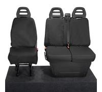 UK Custom Covers SC235B-EM Tailored Heavy Duty Waterproof Front Seat Covers (Split Passenger Base) Black - INCLUDES EMBROIDERY - To Fit Iveco Daily 2014-2022
