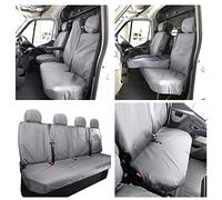 UK Custom Covers SC236G-416GAD3 Tailored Heavy Duty Waterproof Front and Rear Seat Covers (NO Split Front Passenger Base WITH Folding Middle Seat) Grey - To Fit Vauxhall Movano 2010-2022