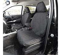 UK Custom Covers SC242B-EM Tailored Heavy Duty Waterproof Front Seat Covers Black - INCLUDES EMBROIDERY - To Fit Nissan Navara NP300 Double Cab 2016 Onwards