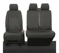 UK Custom Covers SC434BAD7 Tailored Heavy Duty Waterproof Front Seat Covers (Single/Double NO Armrests) Black - To Fit VW Transporter T5/T5.1 Caravelle 2003-2015