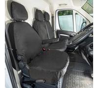 UK Custom Covers SC817BAD2EM Tailored Heavy Duty Waterproof Front Seat Covers (Single/Double WITH Pull Down Tray) Black - INCLUDES EMBROIDERY - To Fit Fiat Ducato 2022 Onwards