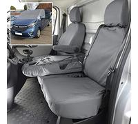 UK Custom Covers SW251GREY-SC147GAD2 Tailored Waterproof Front Seat Covers (WITH Folding Middle Seat) Grey & Front Windscreen Wrap Cover Grey - To Fit Renault Trafic Sport Business+ 2014 Onwards