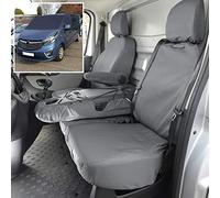 UK Custom Covers SW251NAVY-SC147GAD42 Tailored Waterproof Front Seat Covers (WITH Folding Middle Seat) Grey & Front Windscreen Wrap Cover Navy - To Fit Nissan Primastar Acenta 2022 Onwards