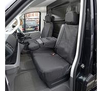 UK Custom Covers SW516GREY-SC308BAD2 Tailored Front Seat Covers (WITH Folding Middle Seat) Black & Front Windscreen Wrap Cover Black - To Fit Man TGE 2017 Onwards