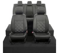UK Custom Covers To Fit Ford Ranger (2012-2023) Tailored Leatherette Front & Rear Seat Covers Double Bentley Stitch Black SC1150B-1151B