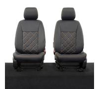UK Custom Covers To Fit Ford Ranger Wildtrak (2006-2016) Tailored Leatherette Front Seat Covers Double Diamond Orange Bentley Stitch Black SC1138B