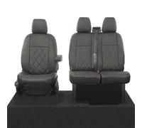 UK Custom Covers To Fit Ford Transit Custom (2013-2023) Tailored Leatherette Front Seat Covers Single Diamond Bentley Stitch Black SC1128B
