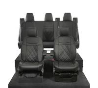 UK Custom Covers To Fit Ford Transit Custom (2013-2023) Tailored Leathertte Front & Rear Seat Covers Single Diamond Bentley Stitch Black SC1130B-1121B