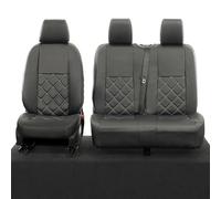 UK Custom Covers To Fit Mercedes Sprinter (2018 Onwards) Tailored Leatherette Front Seat Covers Double Diamond Bentley Stitch (NO Armrest) Black SC888BAD2