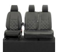 UK Custom Covers To Fit Mercedes Sprinter (2018 Onwards) Tailored Leatherette Front Seat Covers Double Diamond Bentley Stitch (WITH Armrest) Black SC888B